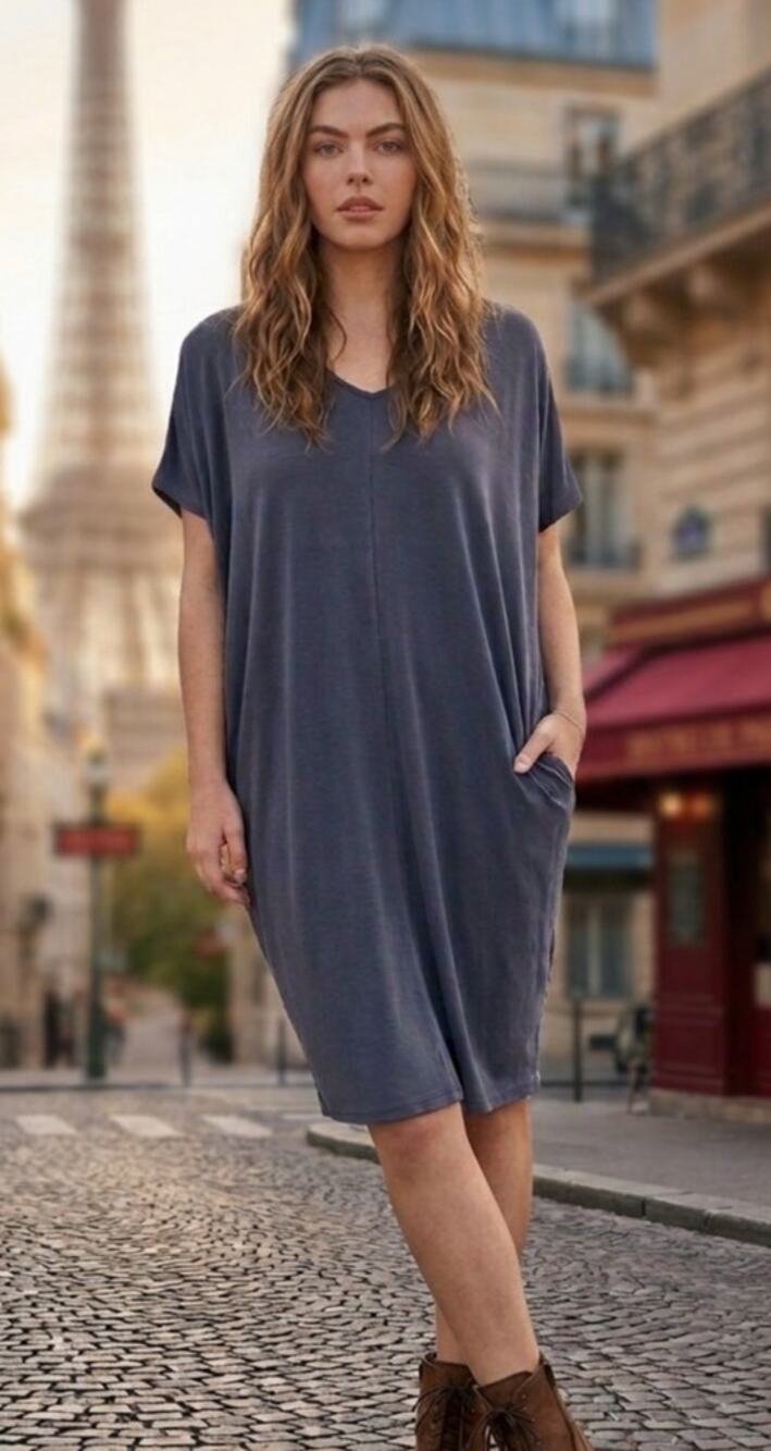 Toupy Paris Gorgeous Draped Silk Minimalist Dress